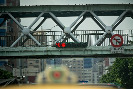 Traffic lights typically have countdowns, and are horizontal instead of vertical. The last two lights are green turn arrows.