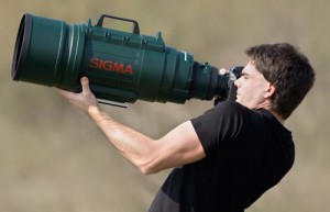 Meet the Sigma 200mm-500mm, f/2.8. How much does it cost? $26,000. If you divide 500mm by 2.8, you'll get around 200mm, or 8 inches, which matches the diameter of that thing.